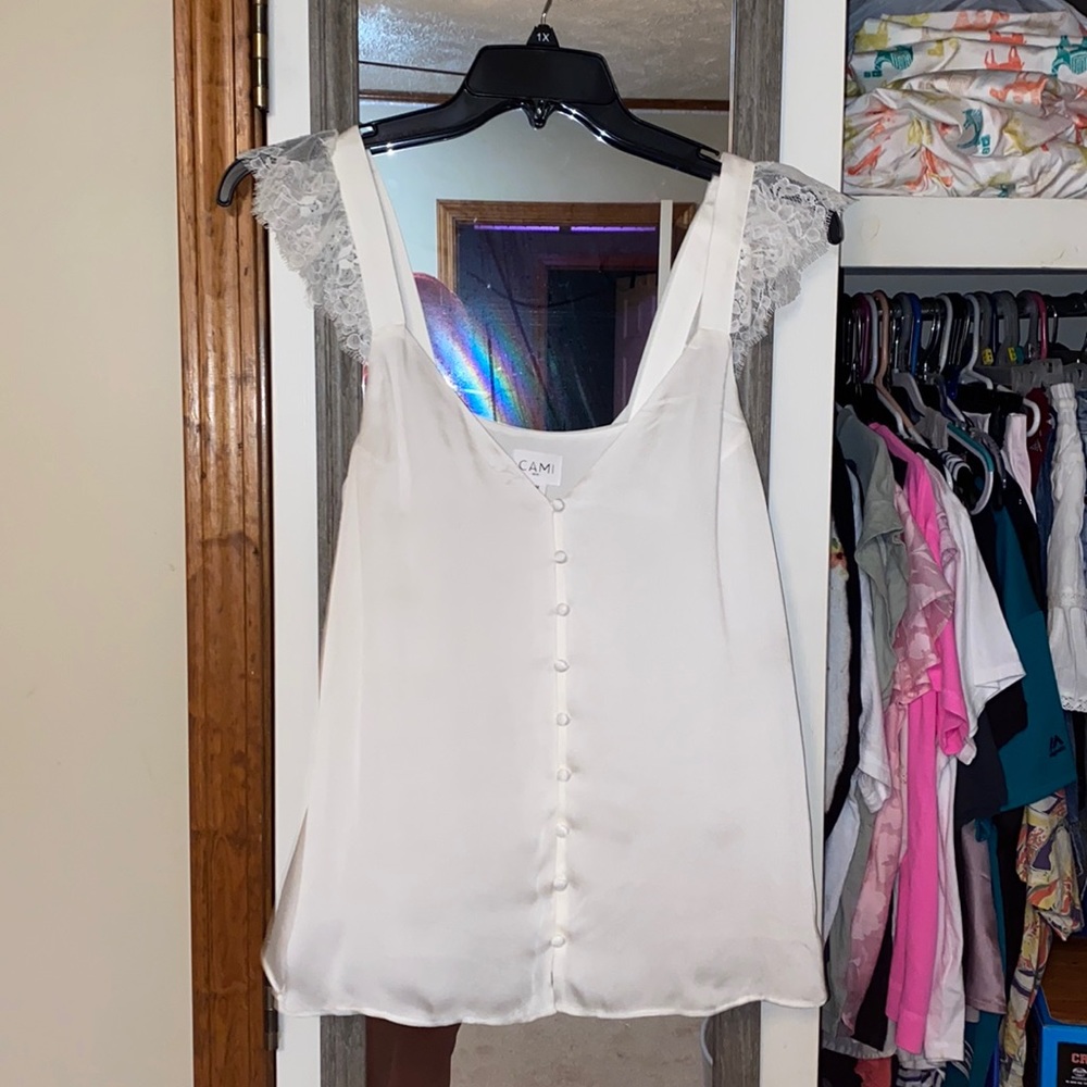 CAMI NYC Victoria Cami in white camisole top EUC